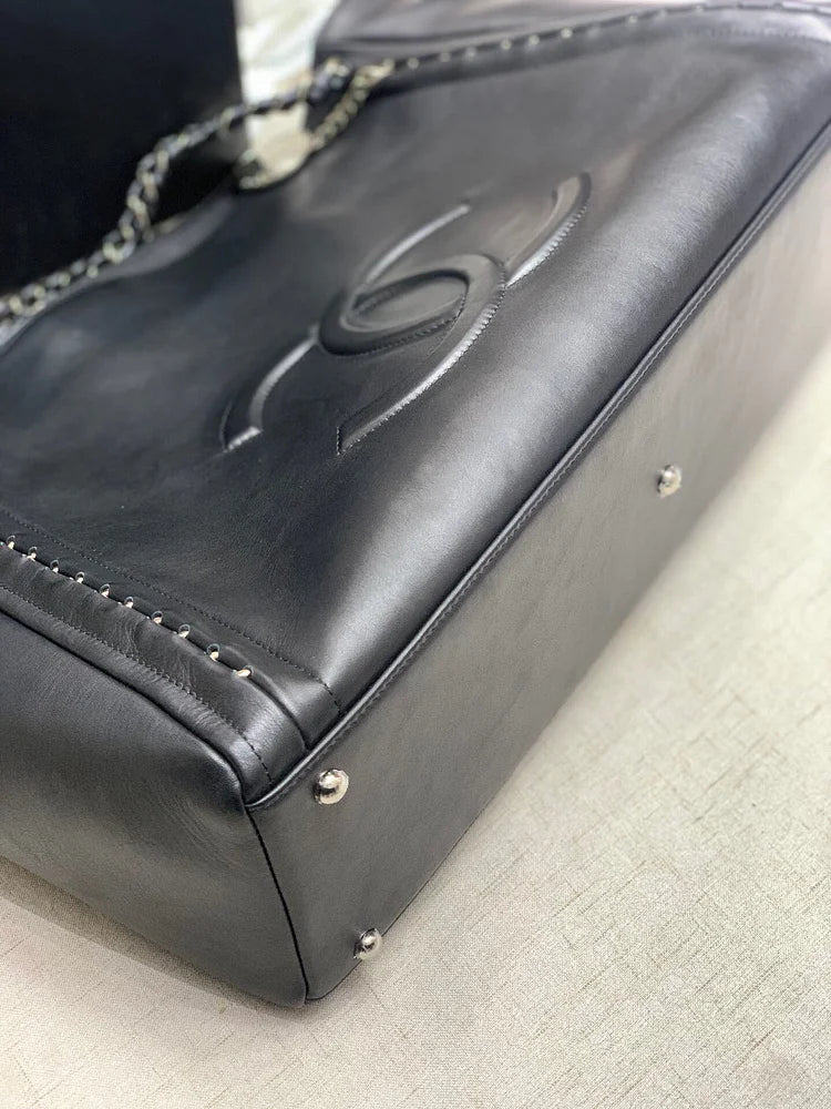 CC Soft Calfskin Shopping Bag Top Handle Black