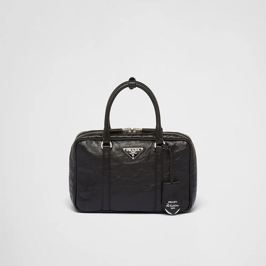PP Medium antique nappa leather top handle bag – Black