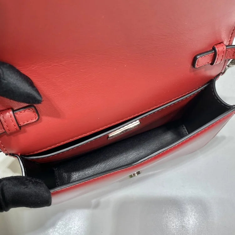 Pra Brushed Shoulder Bag Red For Women, Women’s Bags 6.7in/17cm 1BH189_ZO6_F02SB_V_5KO