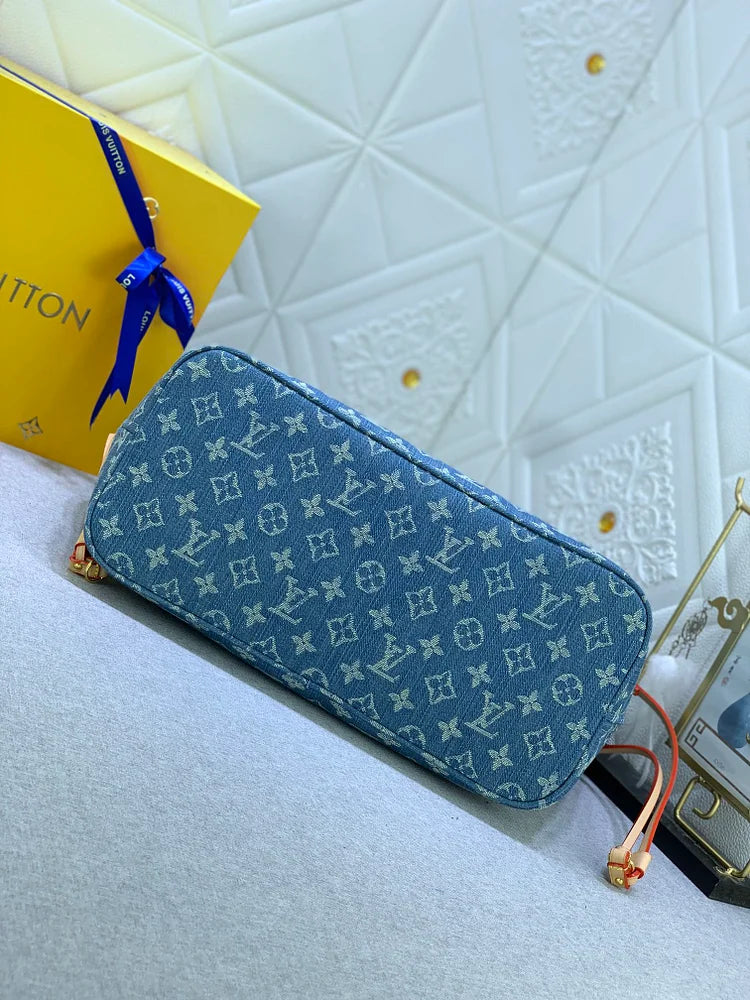 Louis neverfull denim new arrival size : 32*29*17 cm