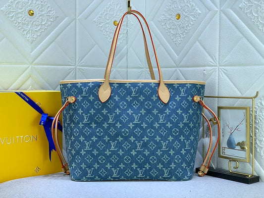 Louis neverfull denim new arrival size : 32*29*17 cm