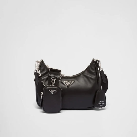 Padded nappa-leather PP Re-Edition shoulder bag – Black