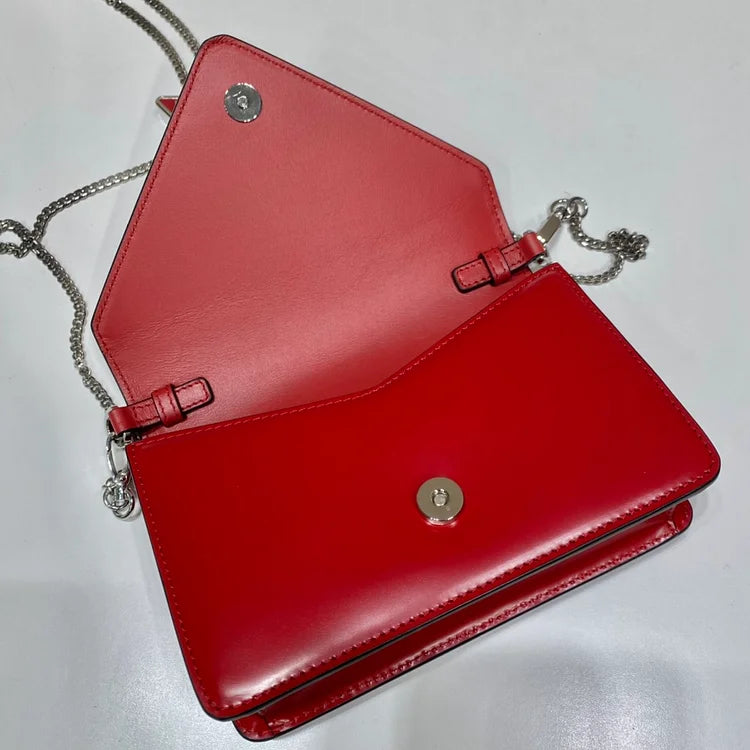 Pra Brushed Shoulder Bag Red For Women, Women’s Bags 6.7in/17cm 1BH189_ZO6_F02SB_V_5KO